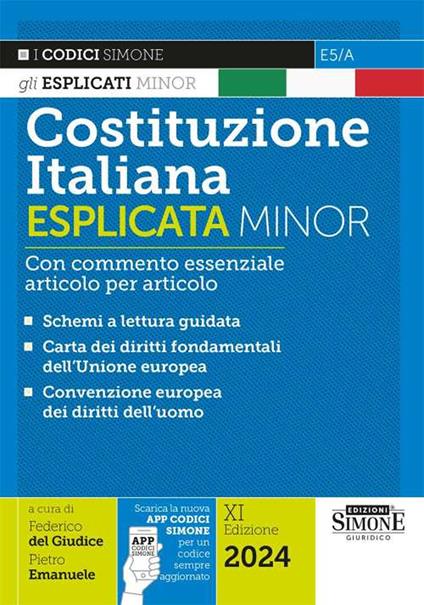 Costituzione italiana esplicata. Con commento essenziale articolo per articolo. Ediz. minor - copertina