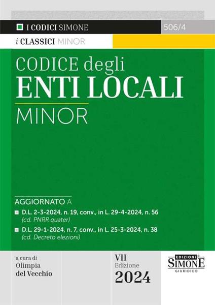 Codice degli enti locali. Ediz. minor - copertina