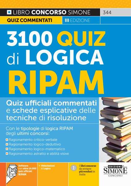 3100 quiz di logica RIPAM. Quiz ufficiali commentati e schede esplicative delle tecniche di risoluzione. Con espansione online. Con software di simulazione - copertina