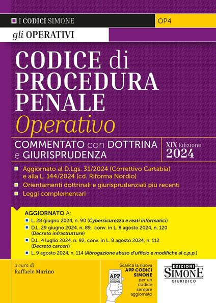OP4 - Codice di Procedura Penale Operativo - Commentato con Dottrina e Giurisprudenza - copertina