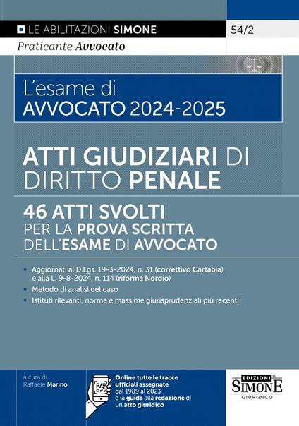 L'esame di avvocato 2024-2025. Orale rafforzato. Diritto penale: tracce svolte. Con espansione online - copertina