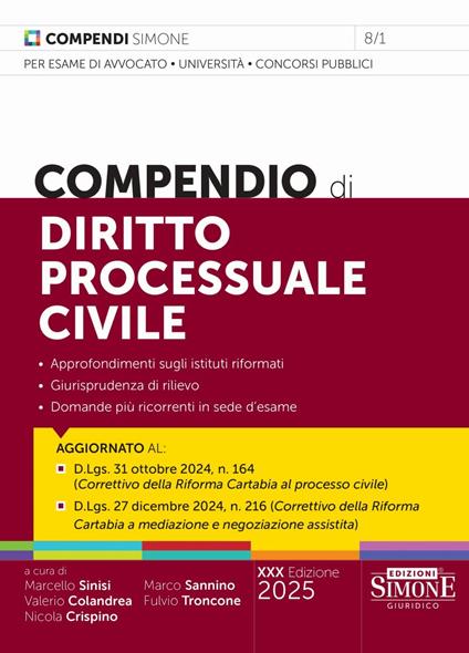Compendio di diritto processuale civile - copertina