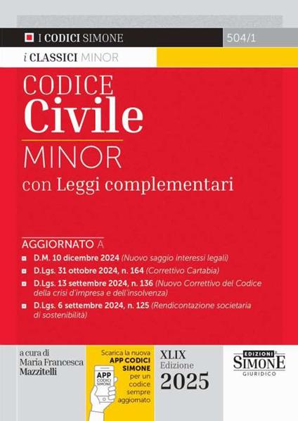 Codice civile. Ediz. minor. Con app - copertina