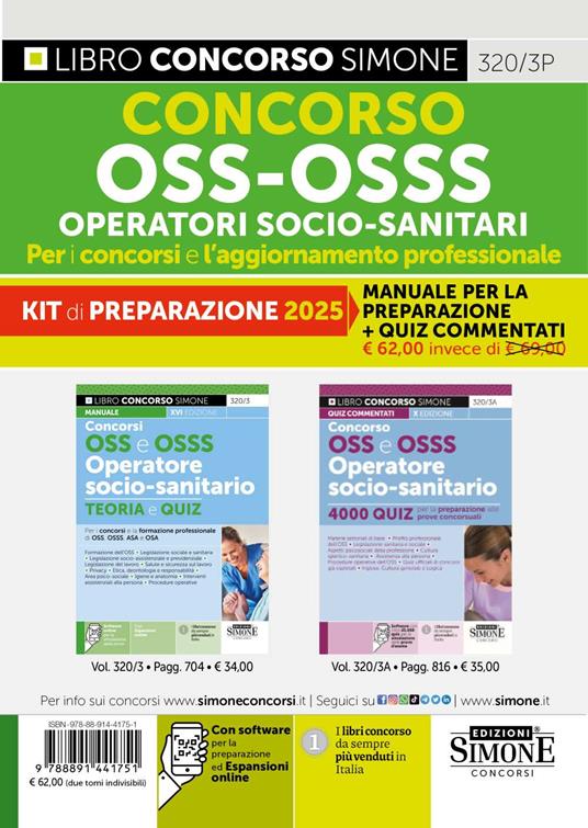 Kit concorso OSS - OSSS Operatori Socio-Sanitari. Per i concorsi e l'aggiornamento professionale. Manuale per la preparazione + Quiz Commentati. Con software di simulazione - Luigia Carboni,Antonella Locci,Anna Malatesta - copertina