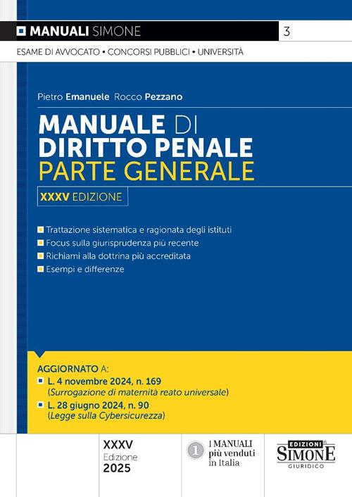 Manuale di diritto penale. Parte generale - Pietro Emanuele,Rocco Pezzano - copertina