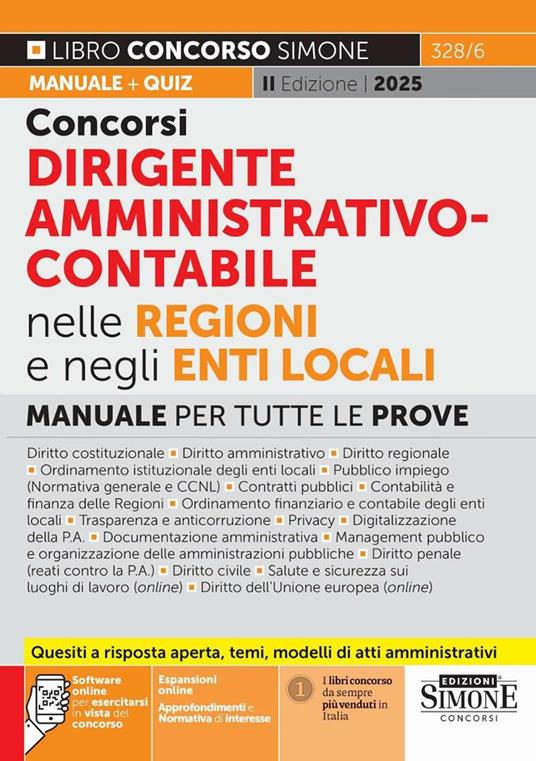 Concorsi dirigente amministrativo-contabile nelle Regioni e negli Enti locali. Manuale per tutte le prove. Con approfondimenti e Normativa di interesse. Con espansione online. Con software online per esercitarsi in vista del concorso - copertina