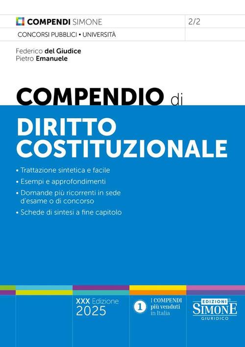 Compendio di diritto costituzionale. Nuova ediz. - Federico Del Giudice,Pietro Emanuele - copertina