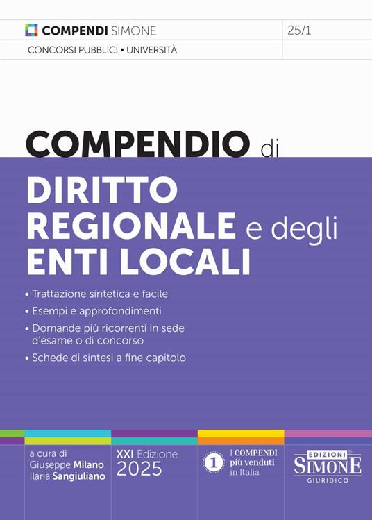Compendio di diritto regionale e degli enti locali - copertina