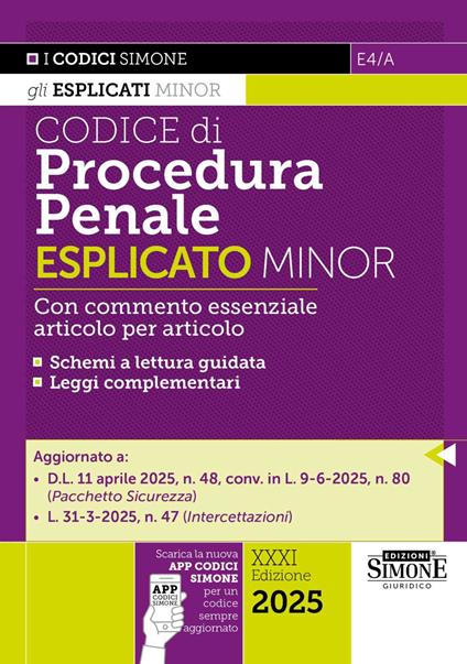 Codice di procedura penale. Esplicato minor. Con App Codici Simone per un codice sempre aggiornato - copertina