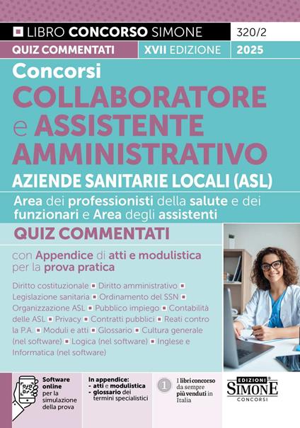 Concorsi collaboratore e assistente amministrativo Aziende Sanitarie Locali (ASL). Quiz commentati - copertina
