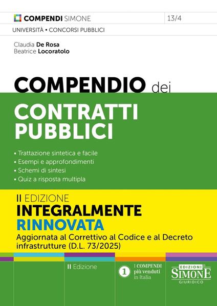 Compendio dei contratti pubblici - Claudia De Rosa,Beatrice Locoratolo - copertina