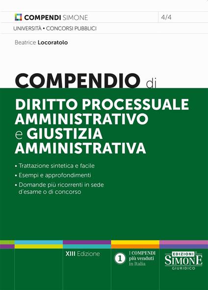 Compendio di diritto processuale amministrativo e giustizia amministrativa - Beatrice Locoratolo - copertina