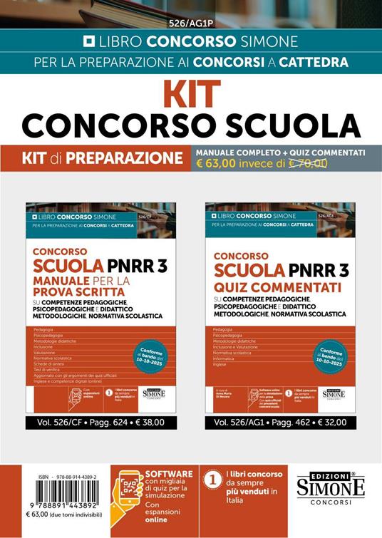 Kit Concorso Scuola. Kit di preparazione. Manuale completo + quiz commentati. Con espansioni online. Con software online per la simulazione della prova - copertina