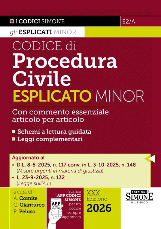 Codice di procedura civile esplicato. Ediz. minor. Con APP CODICI SIMONE per un codice sempre aggiornato - copertina