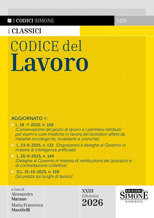 Codice del lavoro - copertina