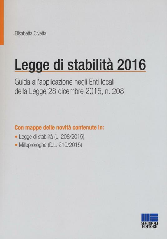 La legge di stabilità 2016 - Elisabetta Civetta - copertina