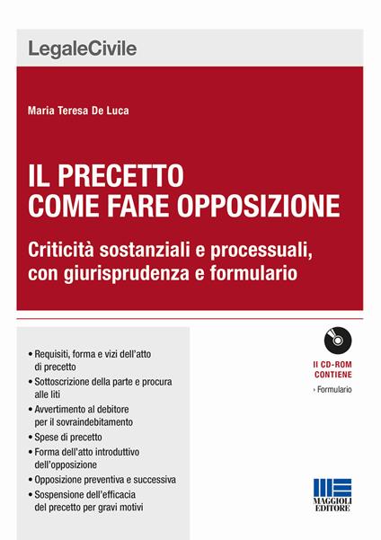 Il precetto come fare opposizione - Maria Teresa De Luca - copertina