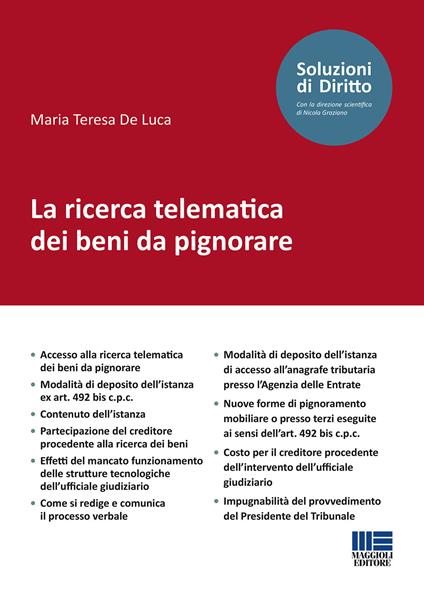 La ricerca telematica dei beni da pignorare - Maria Teresa De Luca - copertina