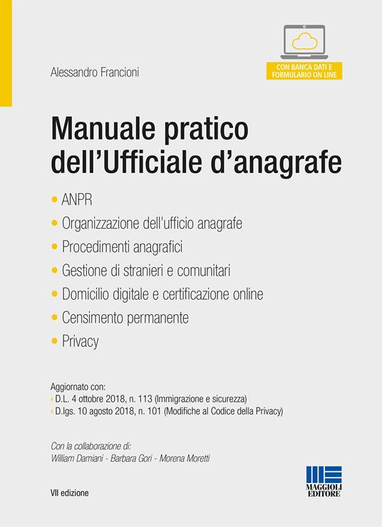 Manuale pratico dell'ufficiale d'anagrafe - Catia Cecchini,Alessandro Francioni - copertina