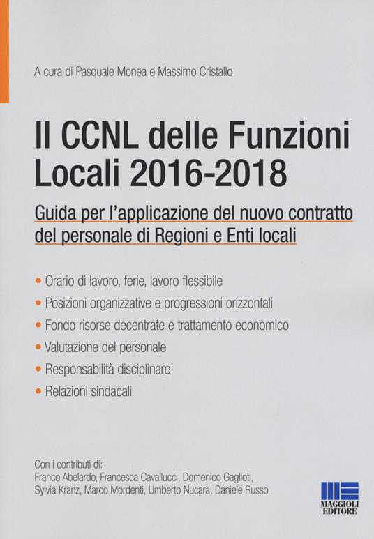 Il CCNL delle funzioni locali 2016-2018 - copertina