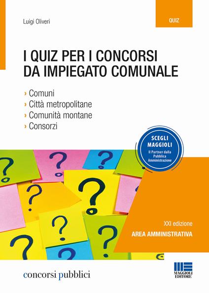 I quiz per i concorsi da impiegato comunale - Luigi Oliveri - copertina