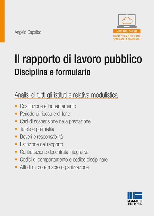 Il rapporto di lavoro pubblico. Disciplina e formulario - Angelo Capalbo - copertina