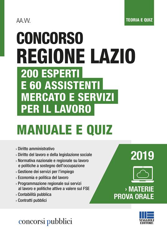 Concorso Regione Lazio. 200 esperti e 60 assistenti mercato e servizi per il lavoro. Con Contenuto digitale per accesso online - copertina