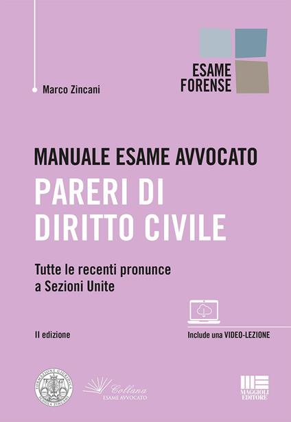 Manuale esame avvocato. Pareri di diritto civile - Marco Zincani - copertina