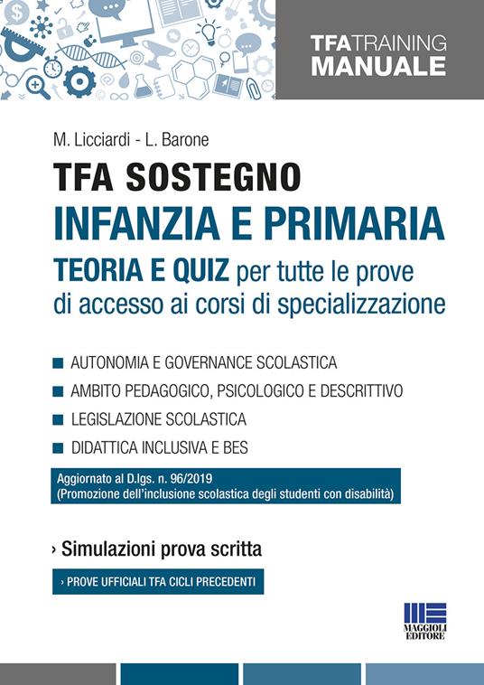 TFA sostegno infanzia e primaria. Teoria e quiz per tutte le prove di accesso ai corsi di specializzazione - Maria Licciardi,Leonilde Barone - copertina