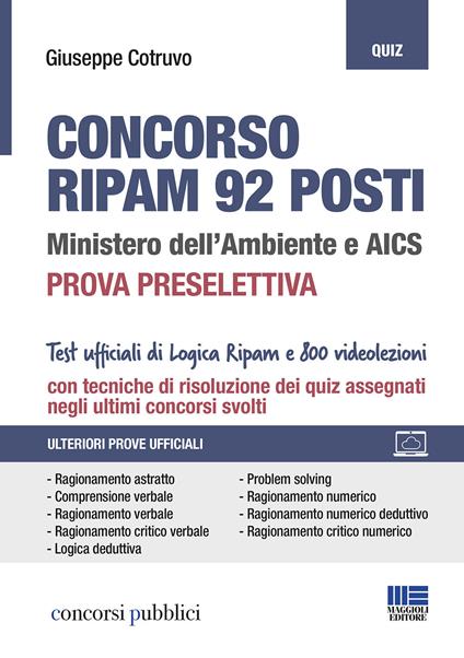 Concorso RIPAM 92 posti. Ministero dell'Ambiente e AICS. Prova preselettiva. Con espansione online - Giuseppe Cotruvo - copertina