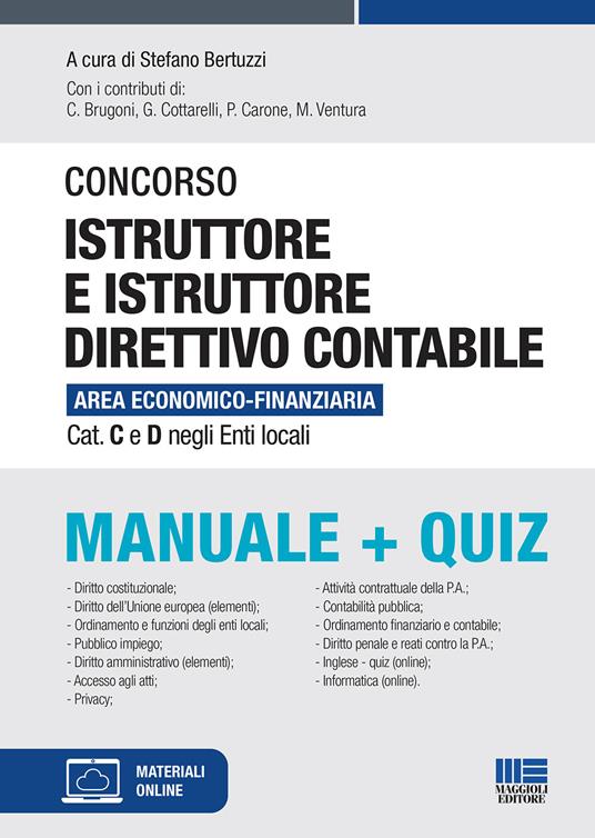 Concorso istruttore e istruttore direttivo contabile Area economico-finanziaria Cat. C e D negli Enti locali. Manuale + quiz. Con Contenuto digitale per accesso online - copertina