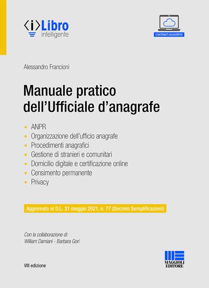 Manuale pratico dell'ufficiale d'anagrafe - Alessandro Francioni - copertina