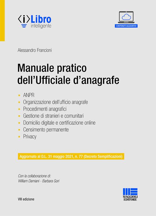 Manuale pratico dell'ufficiale d'anagrafe - Alessandro Francioni - copertina