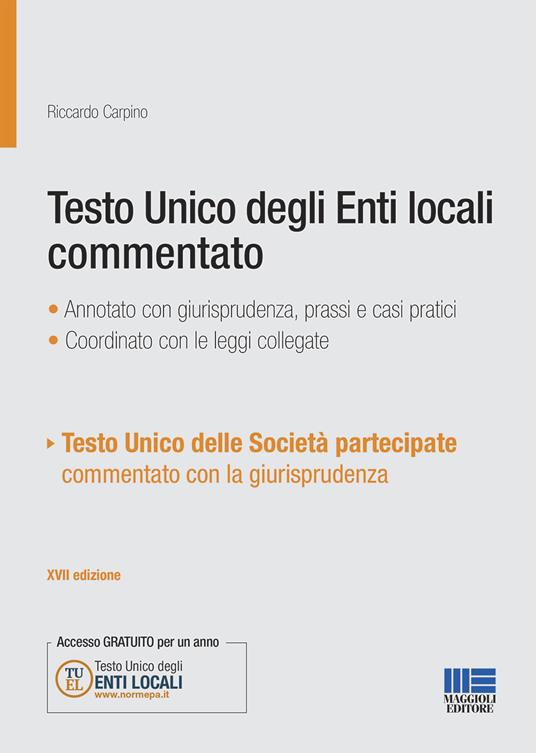 Testo unico degli Enti locali commentato - Riccardo Carpino - copertina