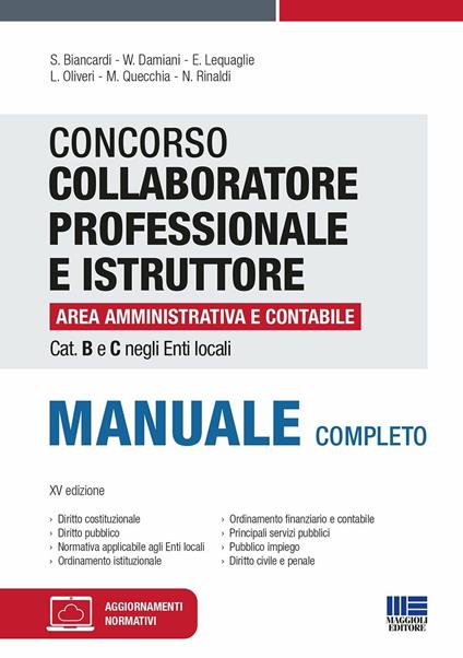 Concorso collaboratore professionale e istruttore area amministrativa e contabile Cat. B e C negli Enti locali. Manuale completo - copertina