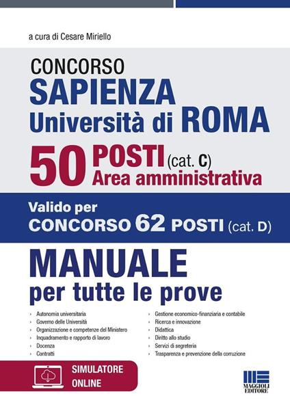 Concorso Sapienza Università di Roma 50 posti (cat. C). Area amministrativa. Manuale per tutte le prove. Con software di simulazione - copertina