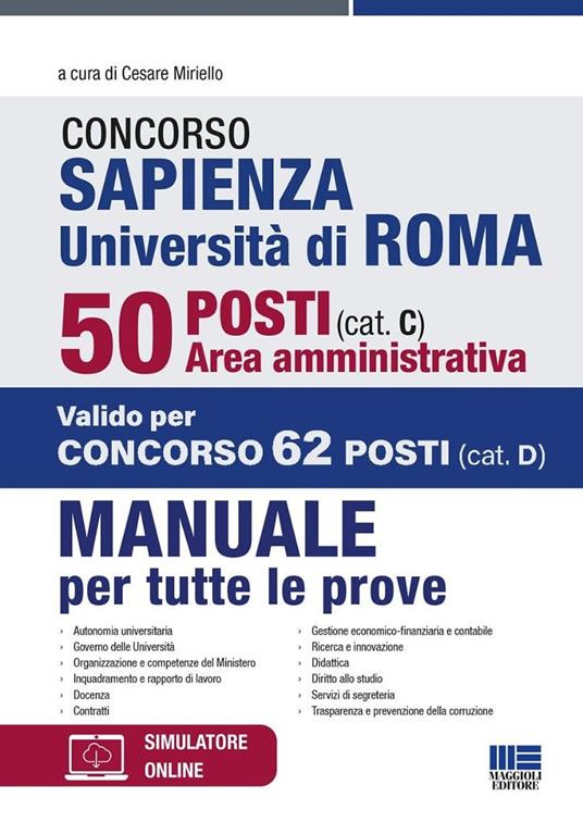 Concorso Sapienza Università di Roma 50 posti (cat. C). Area amministrativa. Manuale per tutte le prove. Con software di simulazione - copertina