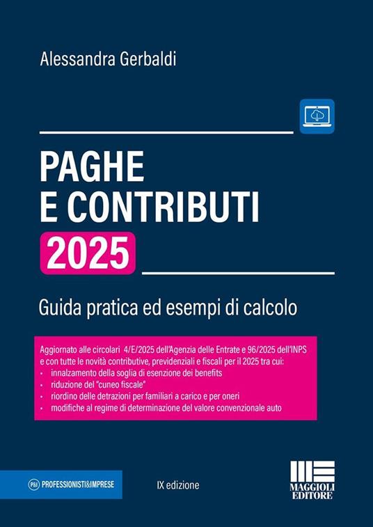 Paghe e contributi. Guida pratica ed esempi di calcolo 2025 - Alessandra Gerbaldi - copertina