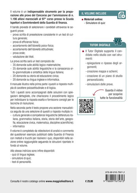 Concorso 1198 allievi marescialli Guardia di Finanza 2025. Teoria e test per tutte le prove preselettiva scritta e orale. Con espansione online - 2