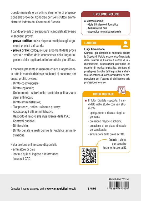 Concorso comune di Brescia 24 istruttori amministrativi. Manuale per la preparazione al concorso. Con espansione online - Luigi Tramontano - 2
