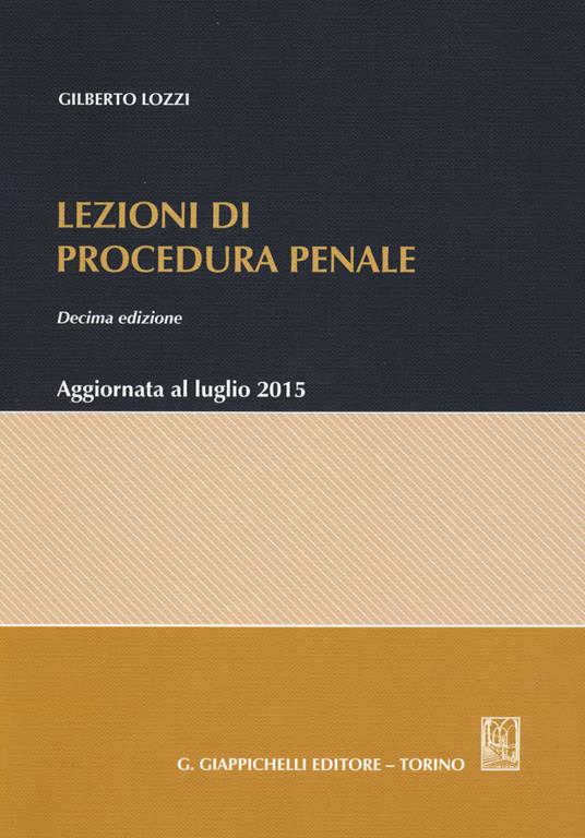 Lezioni di procedura penale - Gilberto Lozzi - copertina