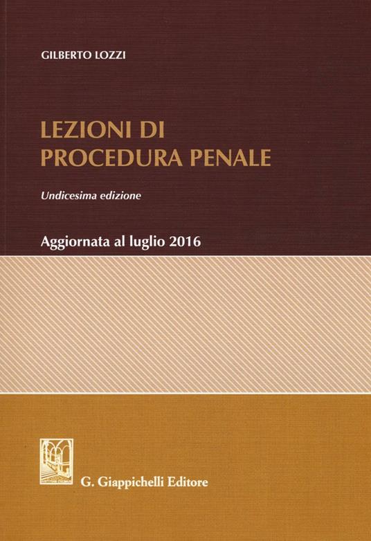 Lezioni di procedura penale - Gilberto Lozzi - copertina