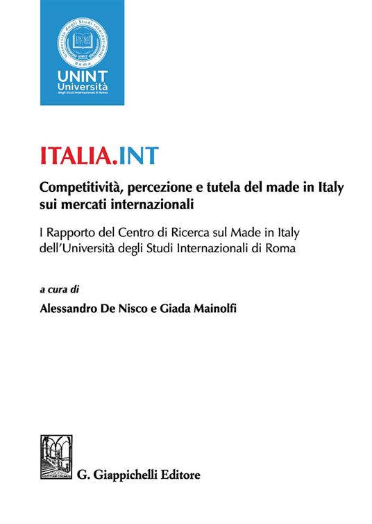 Italia.int. Competitività, percezioni e tutela del made in Italy sui mercati internazionali - copertina