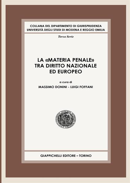 La «materia penale» tra diritto nazionale ed europeo - copertina