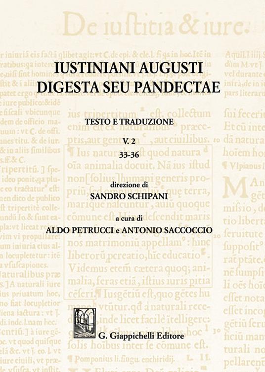 Iustiniani Augusti Digesta seu Pandectae. Vol. 2: 33-36 - copertina