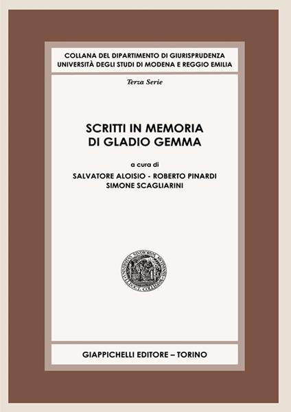 Scritti in memoria di Gladio Gemma - copertina