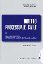 Diritto processuale civile. Vol. 4: L'esecuzione forzata, i procedimenti sommari, cautelari e camerali.