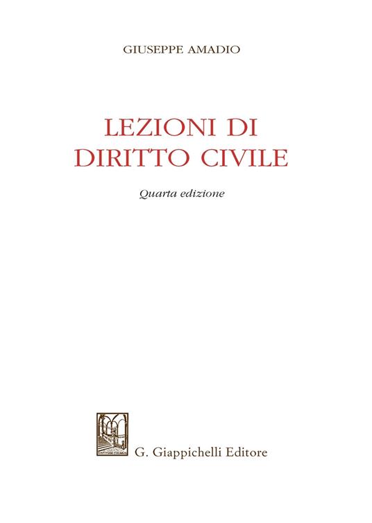 Lezioni di diritto civile - Giuseppe Amadio - copertina
