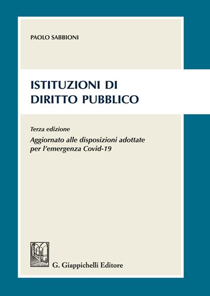 Istituzioni di diritto pubblico - Paolo Sabbioni - copertina