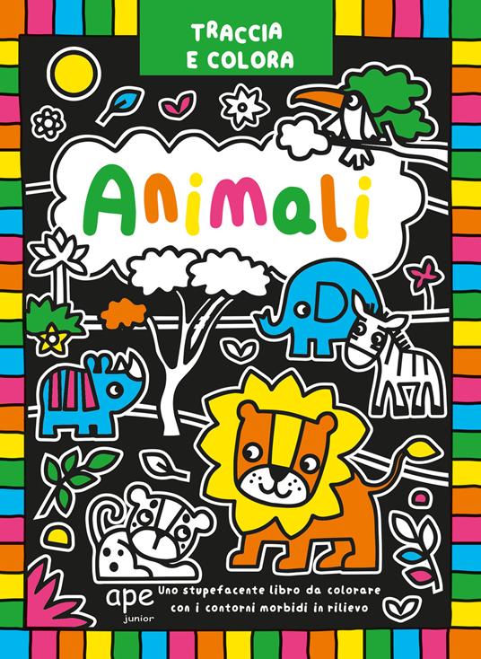 Traccia e colora animali. Ediz. illustrata - copertina